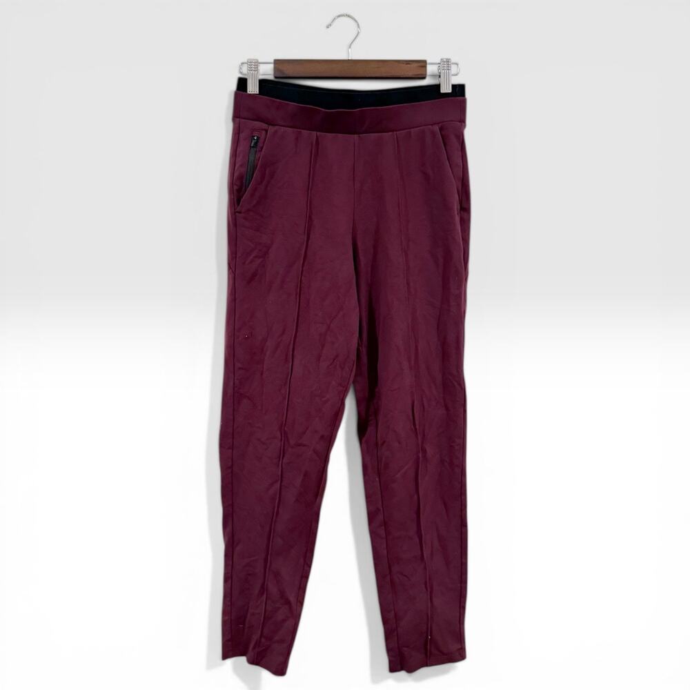 ATHLETA Women's Venice Pintuck Pant Tapered Pull-On Burgundy XS EUC - Picture 2 of 7